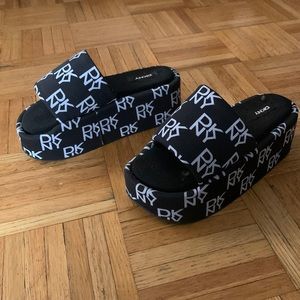 DKNY Monogram Platform Sandals
